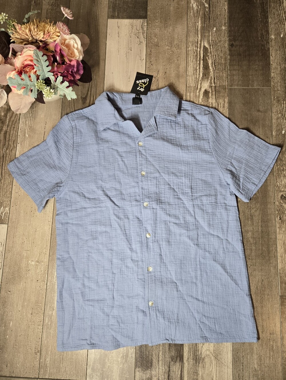 NWT Art Class Boys XXL 16/18 Light Blue Short‑Sleeve Button‑Up Shirt